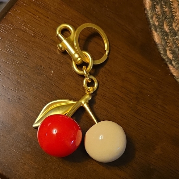 New Elegant Cherry Bag  Charm Keychain with Gold Details - Picture 1 of 1